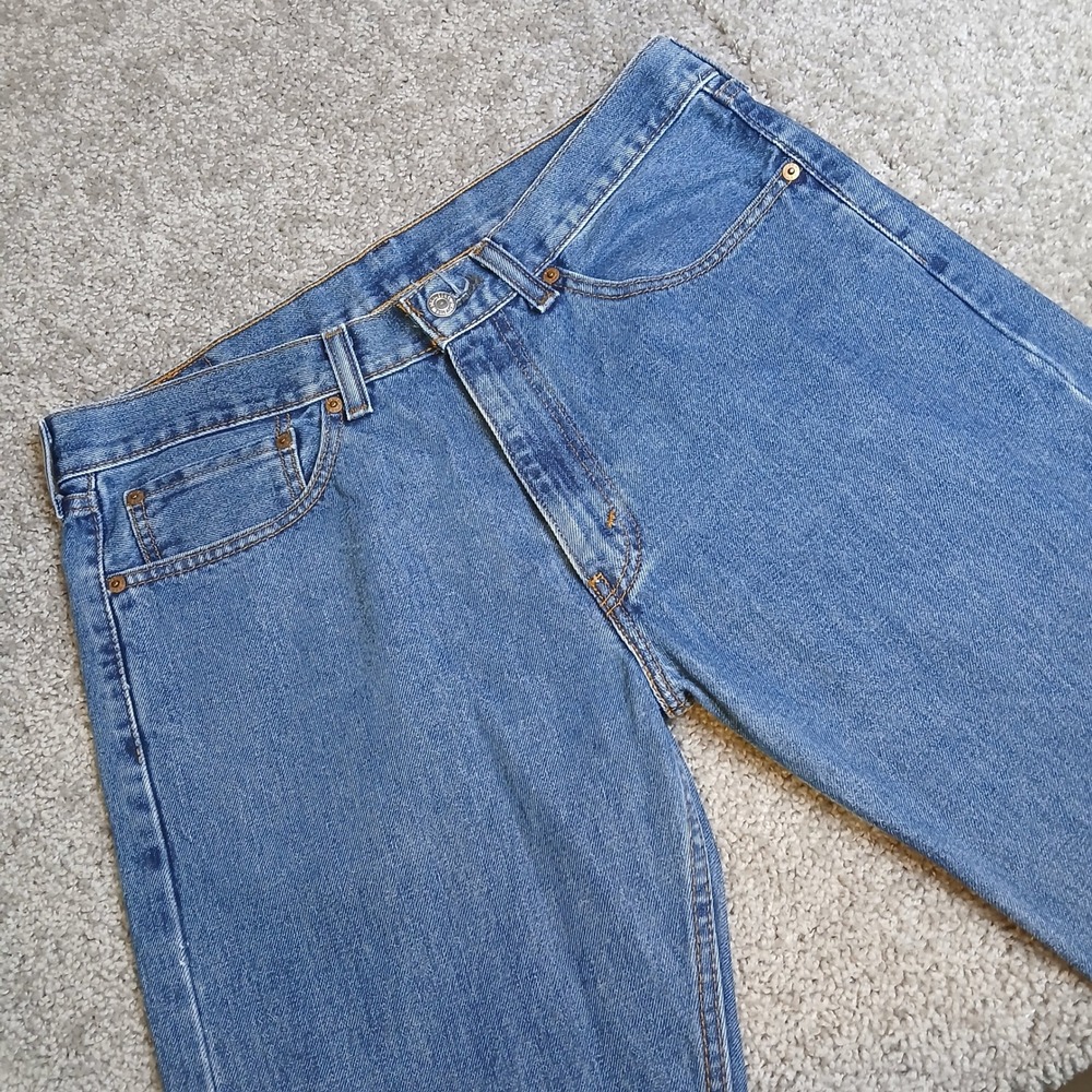 Levis 505 Regular Fit Straight Leg Blue Denim Jeans Mens 34x36 Medium Wash